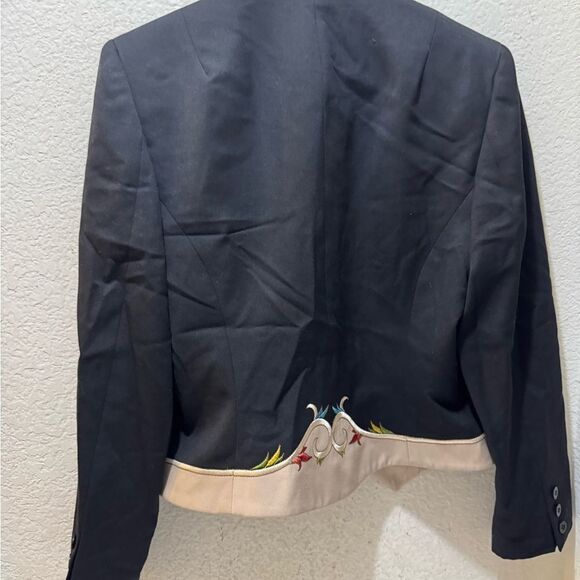 Vintage 80s Hairston Roberson 100% wool Embroidered  Jacket sz 10 - Picture 6 of 7
